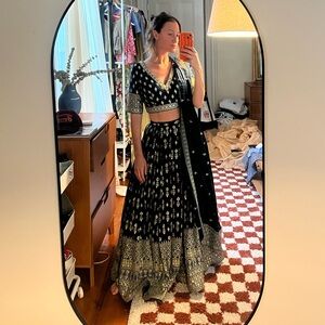 blue and gold lehenga